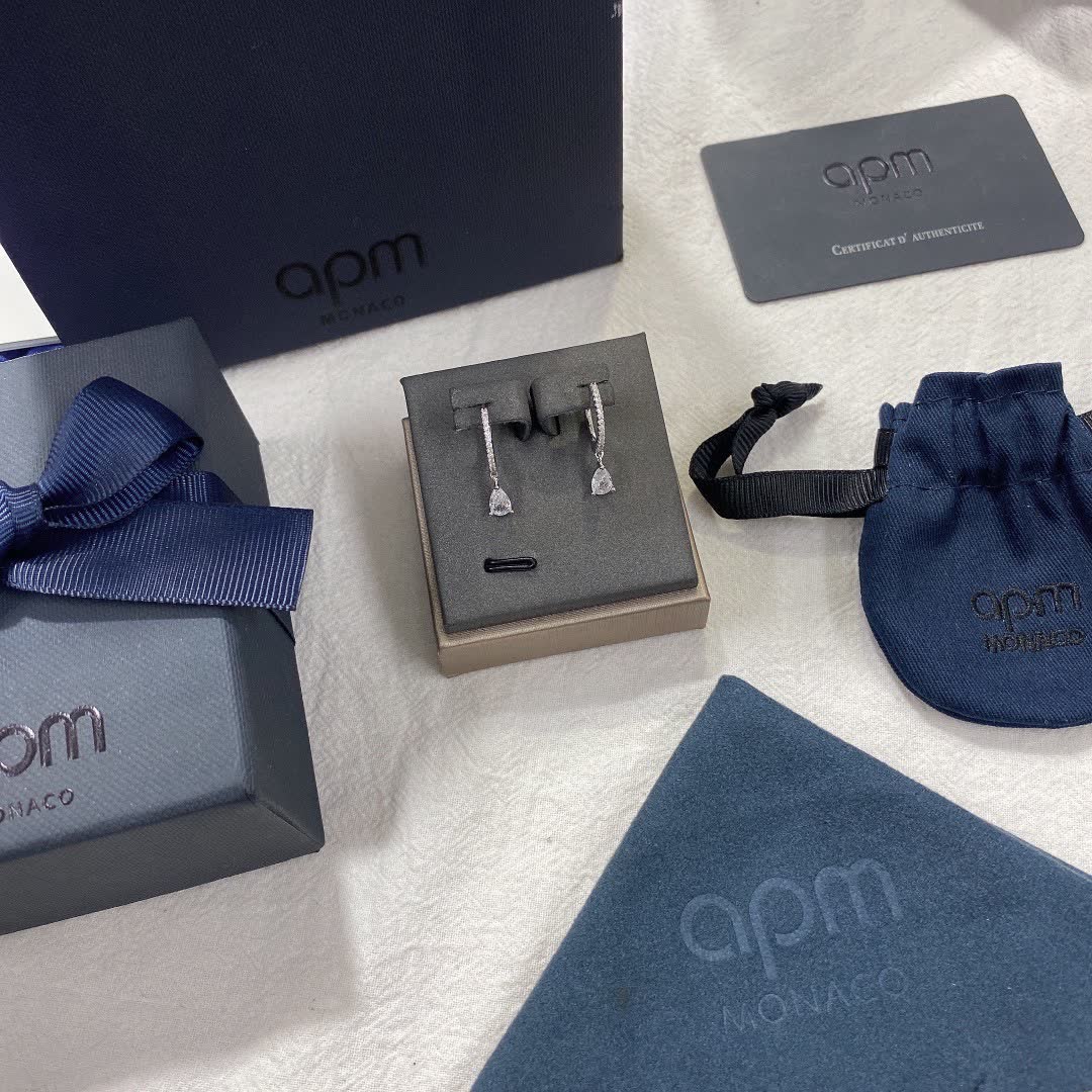APM Monaco Silver Hoop Earrings with Diamond Drop
